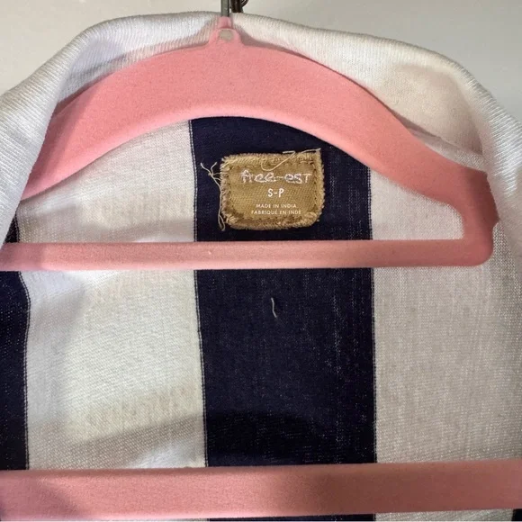 Free People free-est Blue White Striped Open Back Tie Tunic Top Size S - Picture 6 of 6